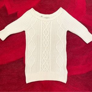 GUESS Women’s Short Sleve Cableknit Cream Sweater Size S